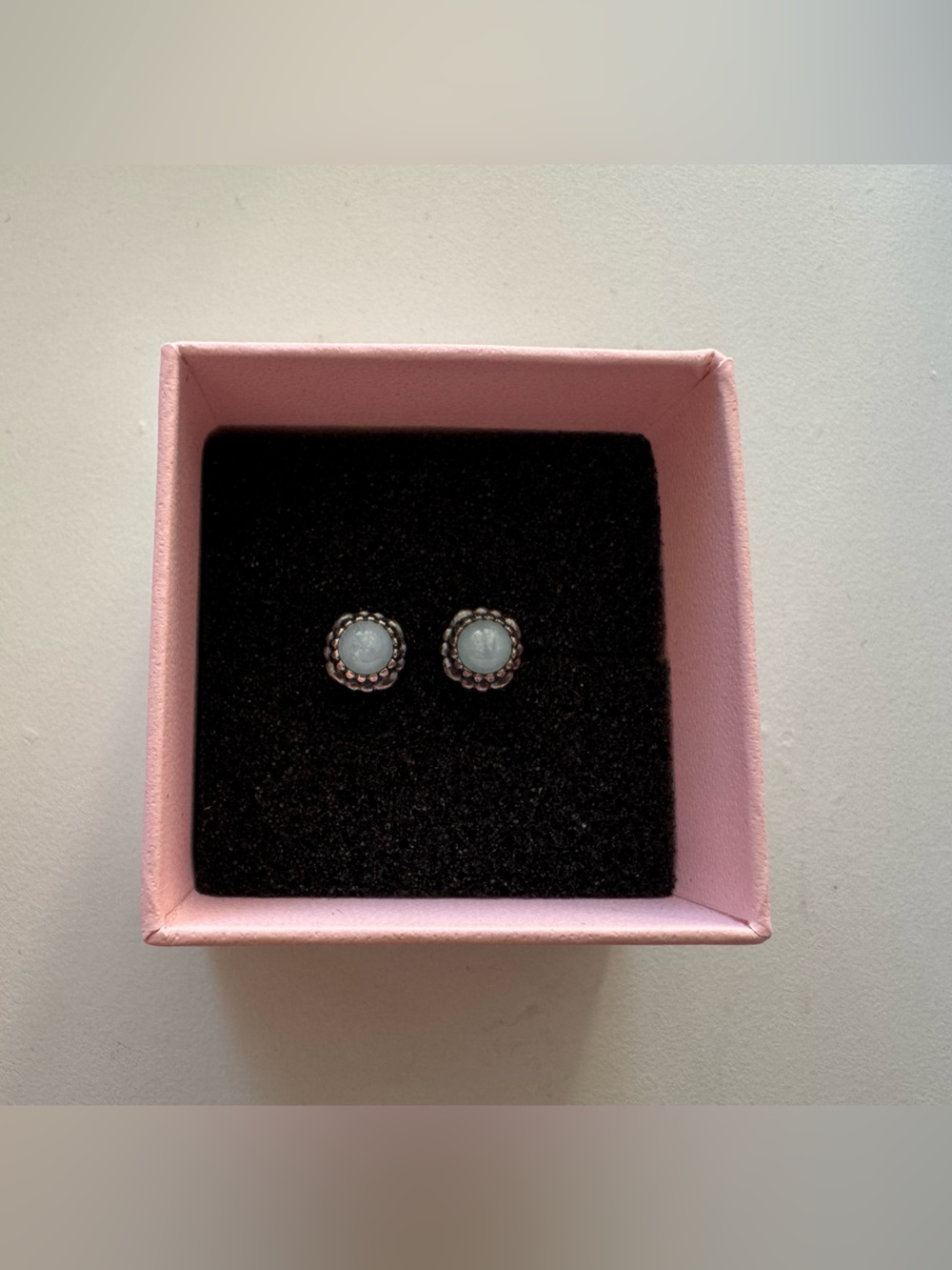 Pandora Sterling Silver Light Blue Halo Stud Earrings